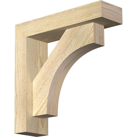 Ekena Millwork Westlake Block Rough Sawn Bracket w/ Offset Brace, Douglas Fir, 4"W x 14"D x 14"H BKT0402X14X14WTL05RDF